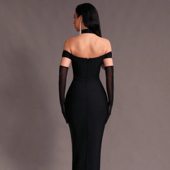 Women’s High Neck Embellished Bodycon Dress XS-XL - Picture 2 of 5